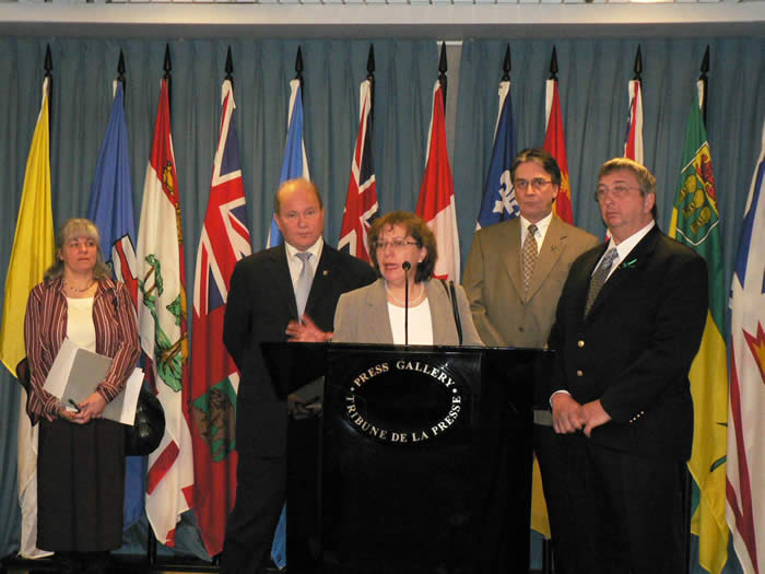 Idelta Vieira, National Director for our National Defence members, at the April 13 news conference on Parliament Hill