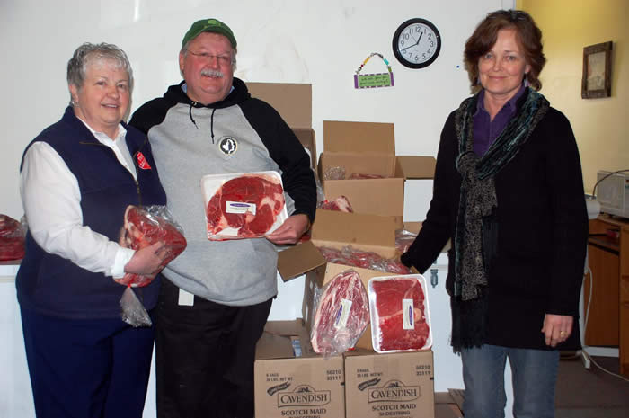 Photo of donation of beef by Local 4 to the Summerside Salvation Army Food Bank