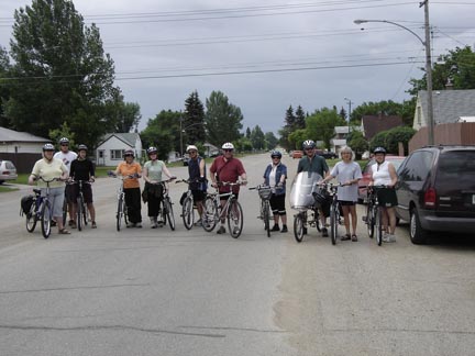 Photo of the cyclists at the completion of their route