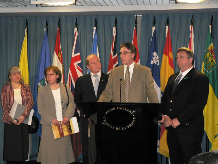 National President Yves Ducharme at the April 13 news conference on Parliament Hill
